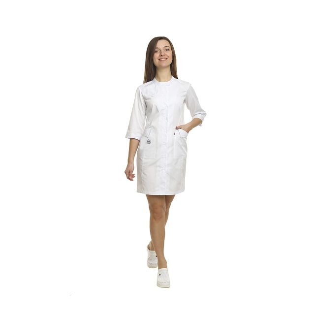 Купити Халат медичний жіночий з вишивкою "Монтана" (Білий), Topline (Україна) на сайті orto-med.com.ua