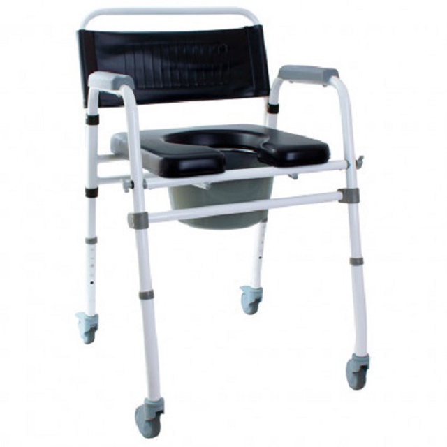 Складаний туалетний стілець з м'яким сидінням на колесах OSD-2110QAB, Китай замовити на сайті Orto-med.com.ua