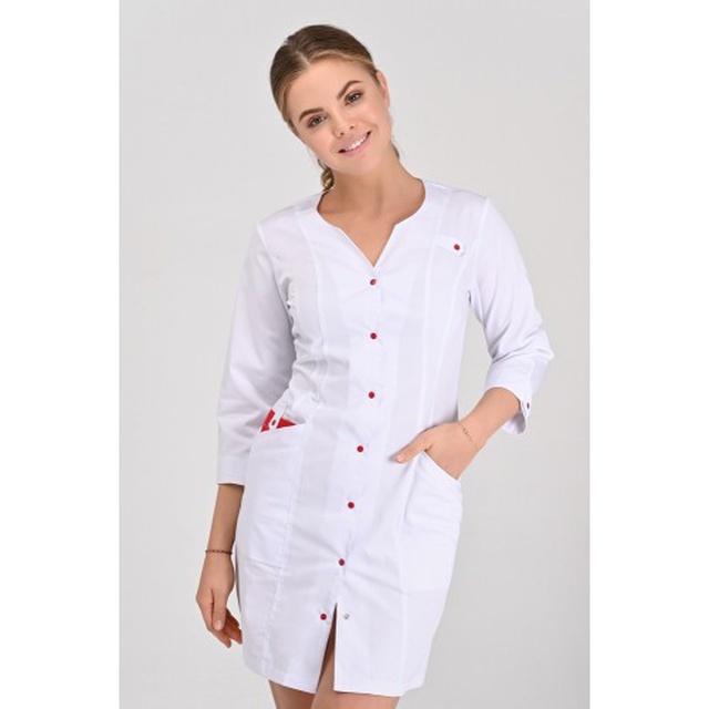 Купити халат медичний жіночий "Варва" білого кольору, Topline (Україна) на сайті orto-med.com.ua