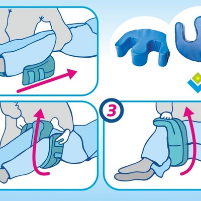 Купити ортопедичну подушку для перевертання хворих блакитного кольору на сайті Orto-med.com.ua