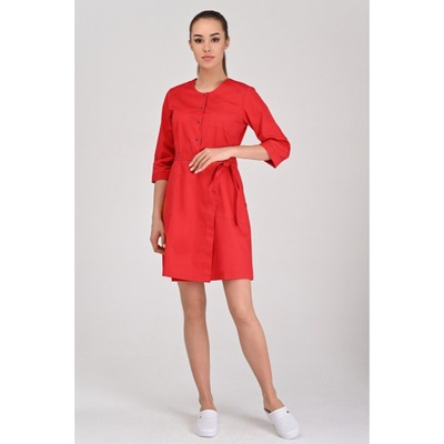 Купить халат медицинский женский "Калифорния" красного цвета, Topline (Украина) на сайте orto-med.com.ua