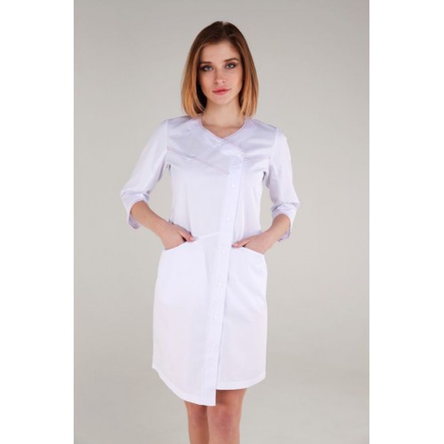 Купить халат медицинский женский "Сиена" белого цвета, Topline (Украина) на сайте orto-med.com.ua
