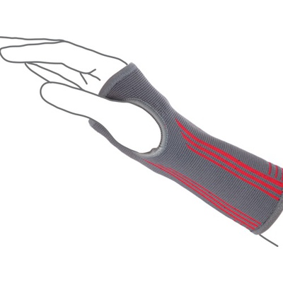 Купить бандаж на лучезапястный сустав вязаный эластичный, R8102, REMED (Украина), темно-серый цвет с красными вставками на сайте orto-med.com.ua
