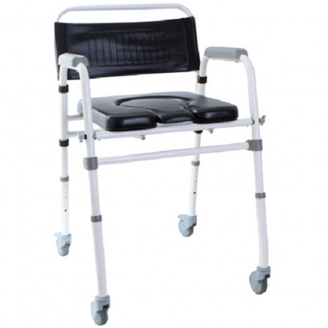 Складаний туалетний стілець з м'яким сидінням на колесах OSD-2110QAB, Китай купити на сайті Orto-med.com.ua