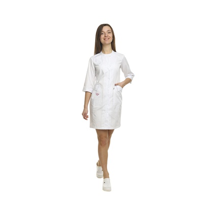 Купить Халат медичний жіночий з вишивкою "Монтана" (Білий), Topline (Україна) на сайте Orto-med.com.ua