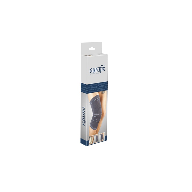 Купить эластичный наколенник с латеральными ремнями, Aurafix 115, (Турция), серого цвета на сайте orto-med.com.ua