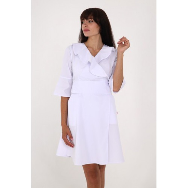 Купить халат медицинский женский "Флоренция" білого кольору, Topline (Украина) на сайте orto-med.com.ua