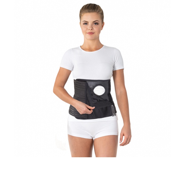 Післяопераційний бандаж з отвором для стоми та кишенею висота 24 см, Тип 156, Торос-Груп (Toros-Group), Україна (сірий, чорний) замовити на сайті Orto-med.com.ua