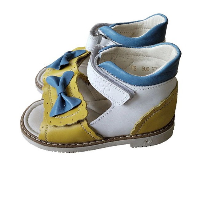 Ортопедические сандали для девочки Ortop 500UKR желто-голубые, размер 25, Украина заказать на сайте Orto-med.com.ua
