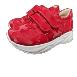 Заказать ортопедические кроссовки для девочки красного цвета, на липучках Ortop 101 RedMilitary со съемной стелькой (нубук), размер 21 (Украина) на сайте Orto-med.com.ua