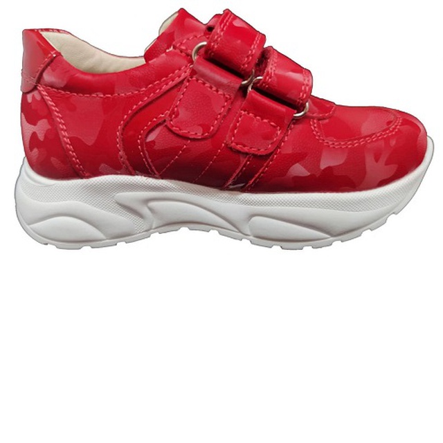 Кросівки ортопедичні для дівчинки червоного кольору, на липучках Ortop 101 RedMilitary зі знімною устілкою (нубук), розмір 21 (Україна) замовити на сайті Orto-med.com.ua