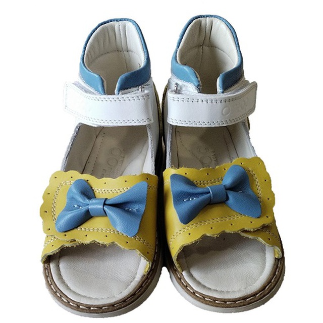 Сандали ортопедические для девочки Ortop 500UKR желто-голубые, размер 25, Украина купить на сайте Orto-med.com.ua
