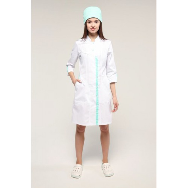 Купити халат медичний жіночий "Вірджинія", Topline  білого кольору на сайті orto-med.com.ua