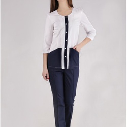 Купить Костюм медичний жіночий "Мілан" (біло-синій), Topline (Україна) на сайте Orto-med.com.ua