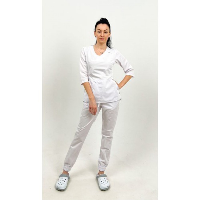 Купити костюм медичний жіночий "Селеста" білого кольору, Topline (Україна) на сайті orto-med.com.ua
