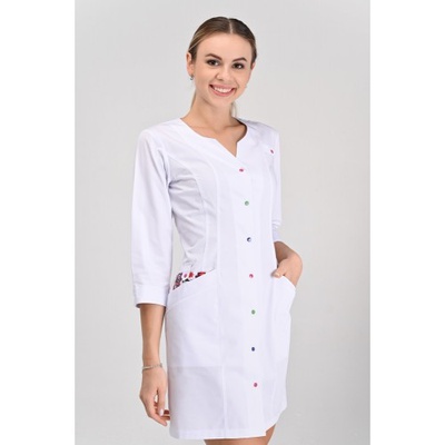 Купити халат медичний жіночий "Варва" білого кольору, Topline (Україна) на сайті orto-med.com.ua