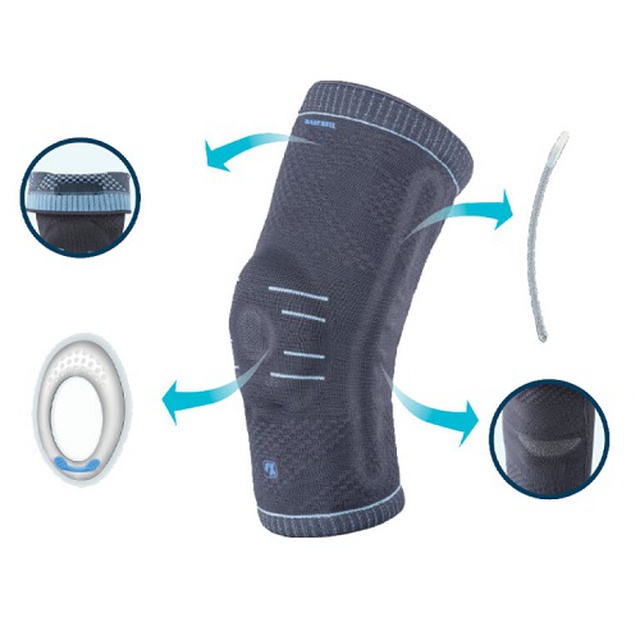 Обрати медичний наколінник Aurafix 120 з гелевою подушечкою і 2 ребрами жорсткості сірого кольору на сайті Orto-med.com.ua