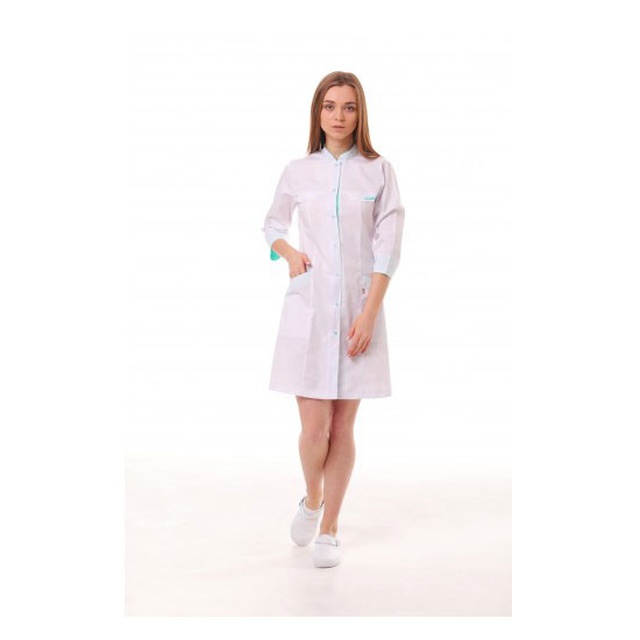 Купити халат медичний жіночий "Прага" біло-м'ятний, Topline (Україна) на сайті orto-med.com.ua