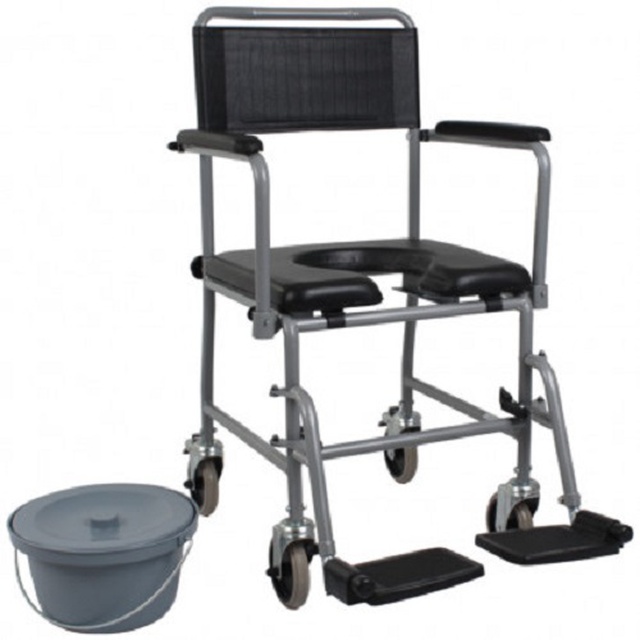Крісло-каталка для інвалідів із санітарним оснащенням OSD-LW-JBS367A (чорна), Китай придбати на сайті Orto-med.com.ua
