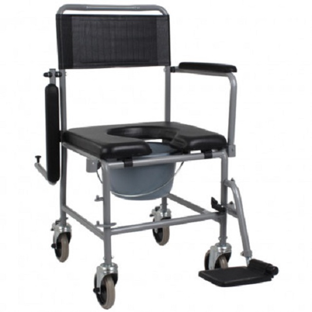 Крісло-каталка для інвалідів із санітарним оснащенням OSD-LW-JBS367A (чорна), Китай замовити на сайті Orto-med.com.ua