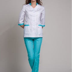 Купить Костюм медичний жіночий "Сінгапур" (біло-м'ятний), Topline (Україна) на сайте Orto-med.com.ua