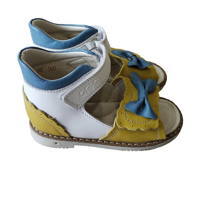 Купить ортопедические сандали для девочки Ortop 500UKR желто-голубые, размер 25, Украина на сайте Orto-med.com.ua