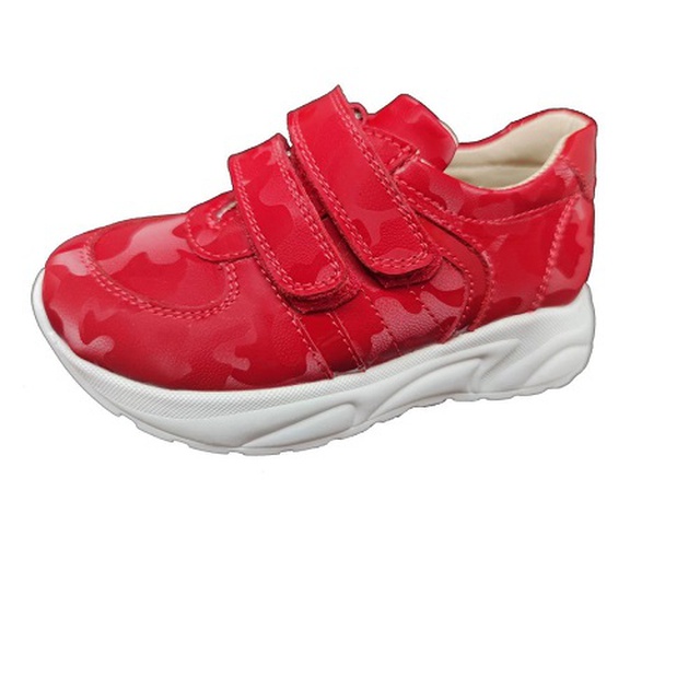 Купити кросівки ортопедичні для дівчинки червоного кольору, на липучках Ortop 101 RedMilitary зі знімною устілкою (нубук), розмір 21 (Україна) на сайті Orto-med.com.ua